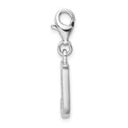 Sterling Silver CZ Initial Charm with Rhodium Fancy Clasp