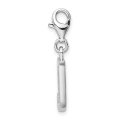 Sterling Silver CZ Initial Charm with Rhodium Fancy Clasp