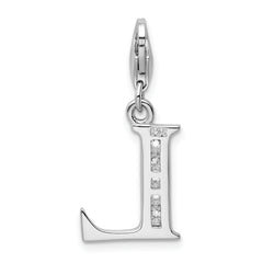 Sophia Jewelers Sterling Silver CZ Initial L Charm with Lobster Clasp