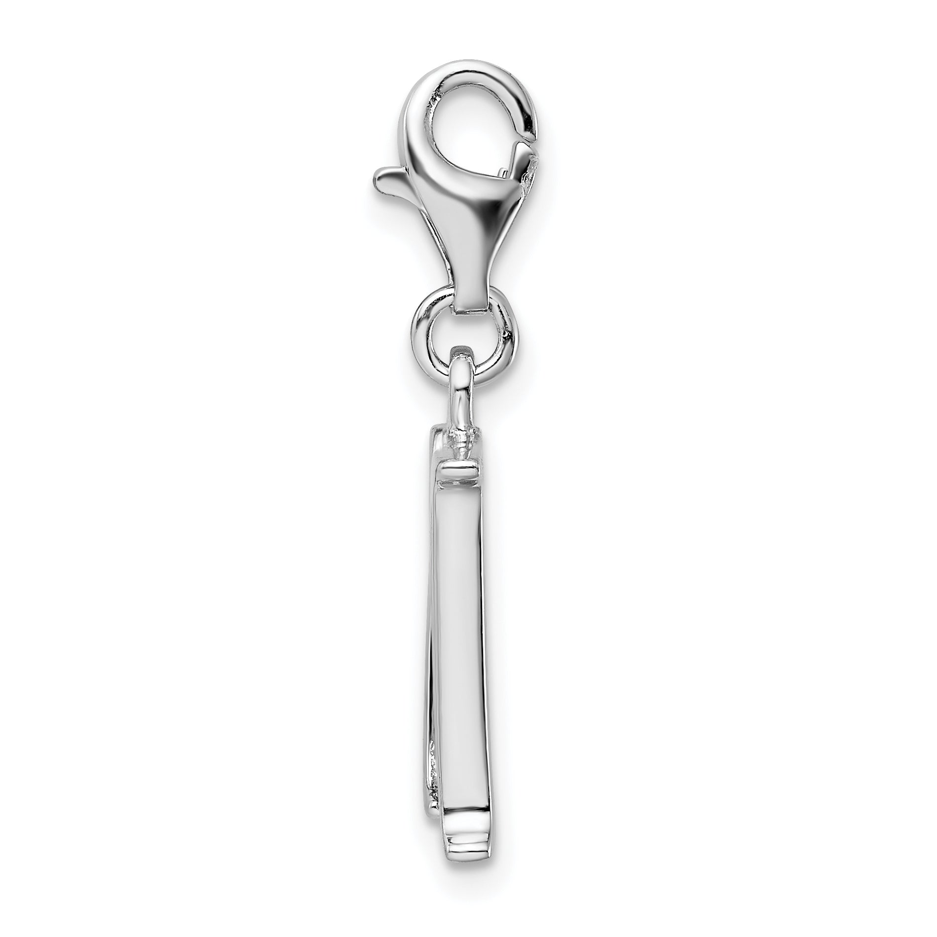 Amore La Vita Sterling Silver CZ Initial 'M' Charm with Fancy Clasp