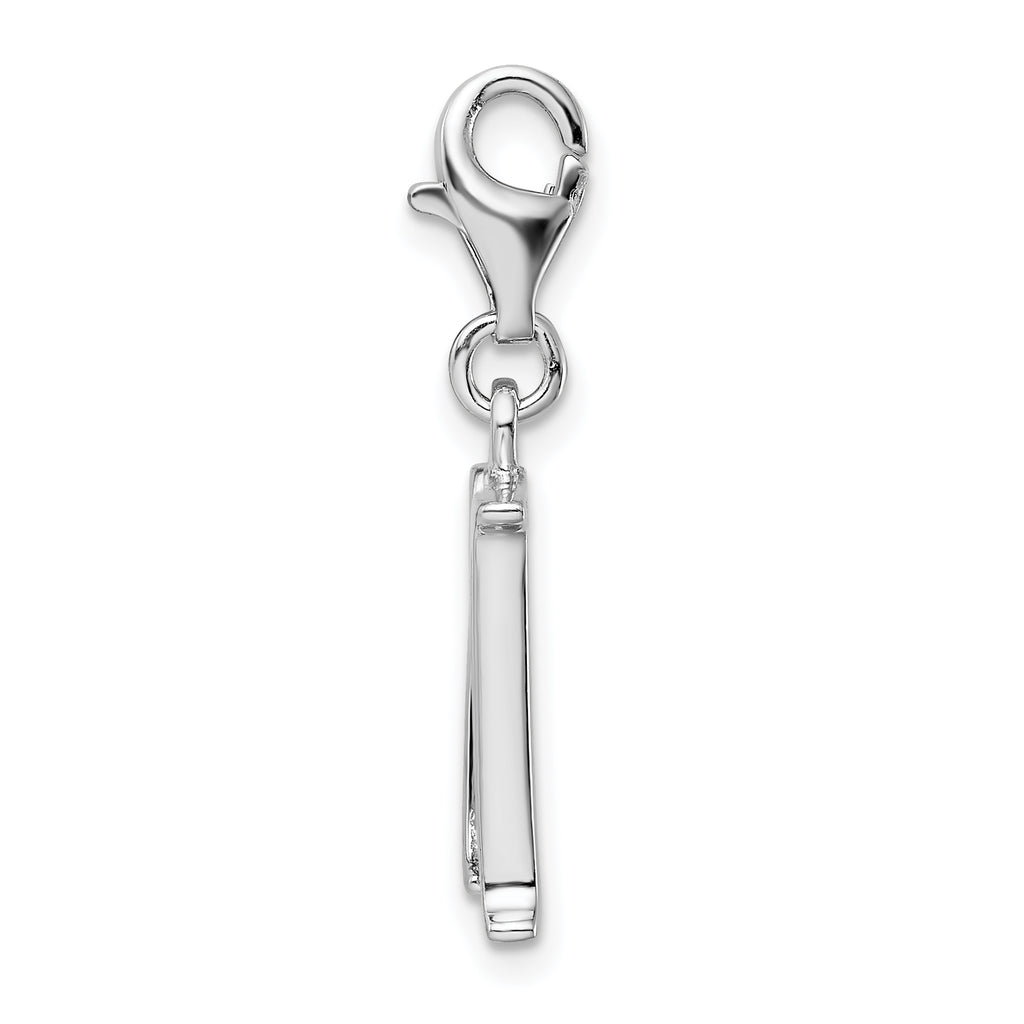 Amore La Vita Sterling Silver CZ Initial 'M' Charm with Fancy Clasp