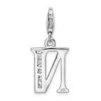 Sophia Jewelers Sterling Silver CZ Initial 'N' Charm with Lobster Clasp