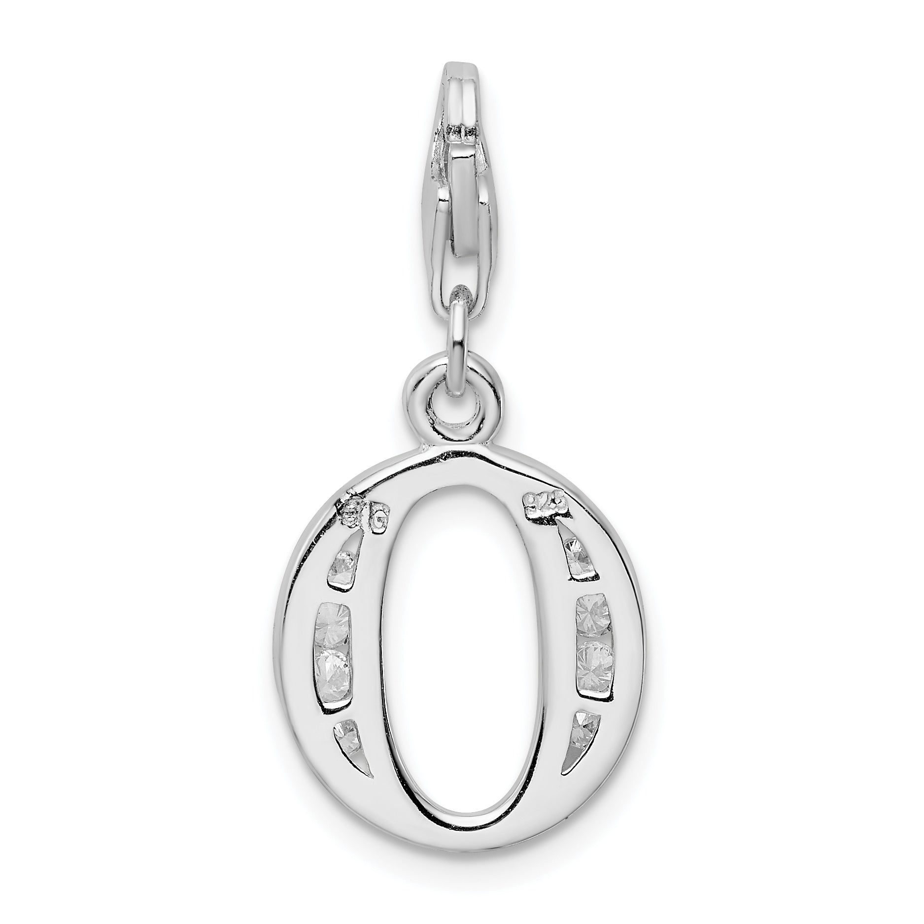 Sophia Jewelers Sterling Silver CZ Initial Charm with Fancy Clasp