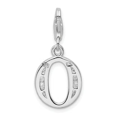 Sophia Jewelers Sterling Silver CZ Initial Charm with Fancy Clasp