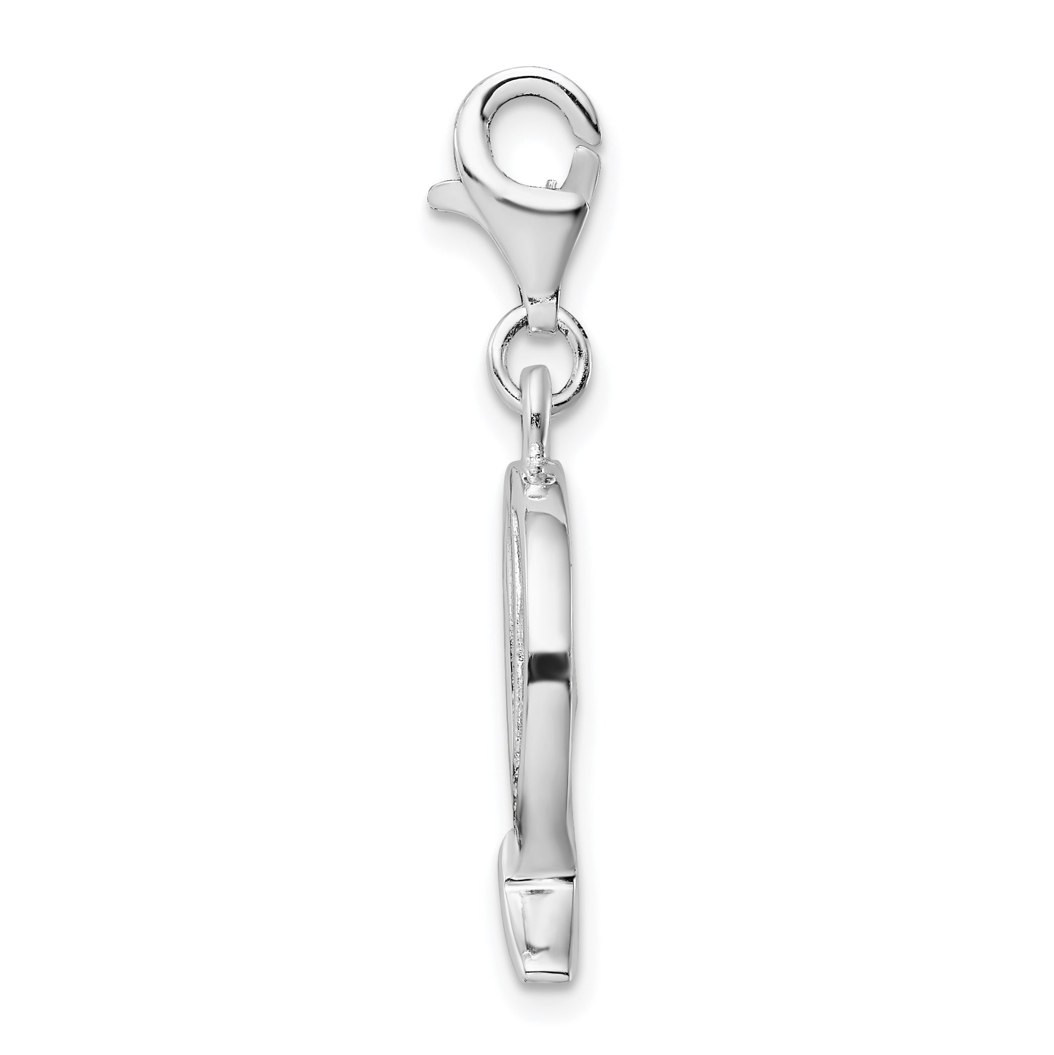 Sterling Silver CZ Initial Q Charm with Rhodium Finish