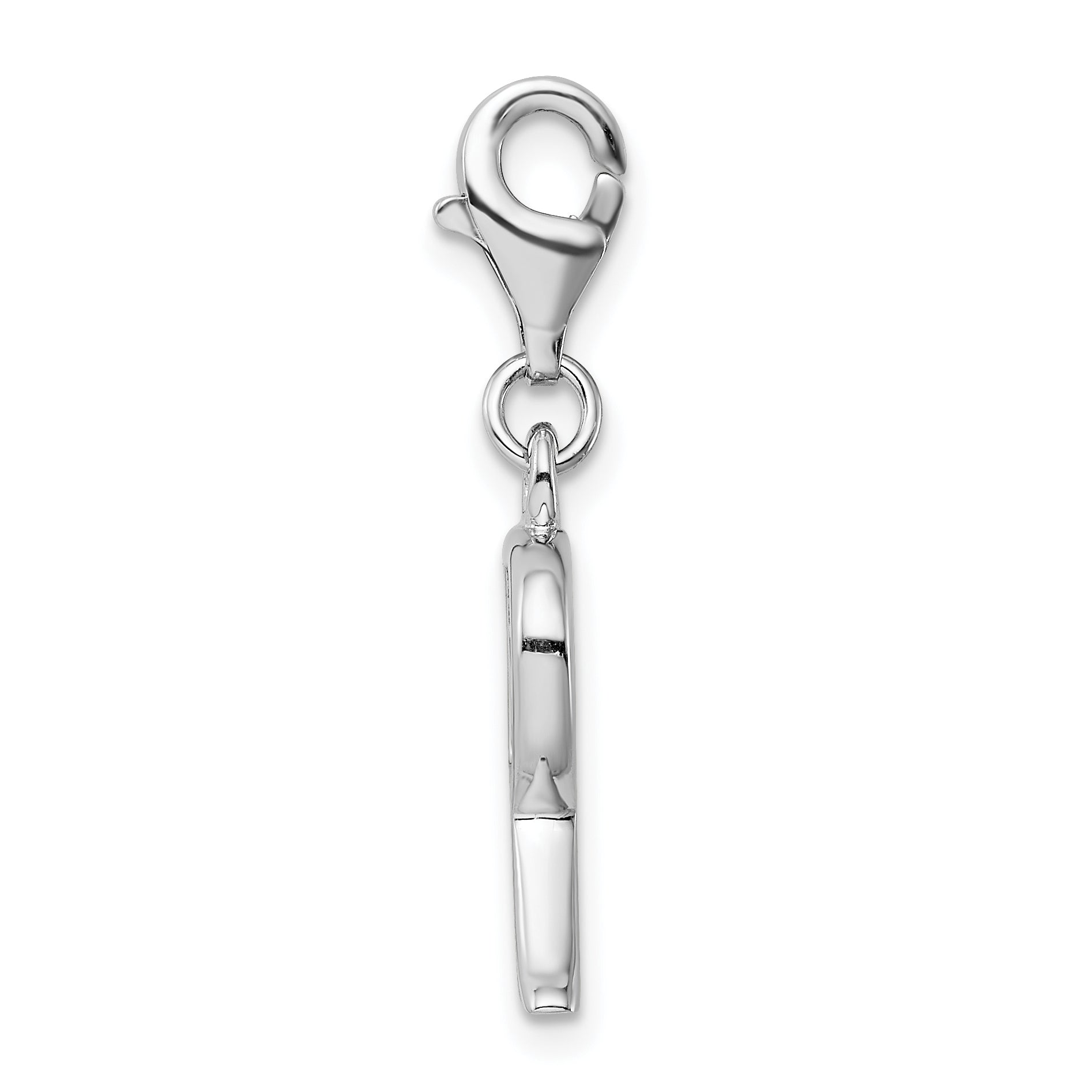 Sophia Jewelers Sterling Silver CZ Initial Charm with Rhodium Finish
