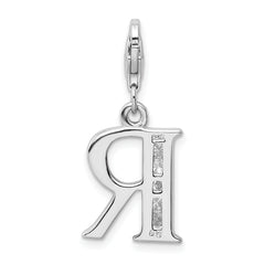 Sophia Jewelers Sterling Silver CZ Initial Charm with Rhodium Finish