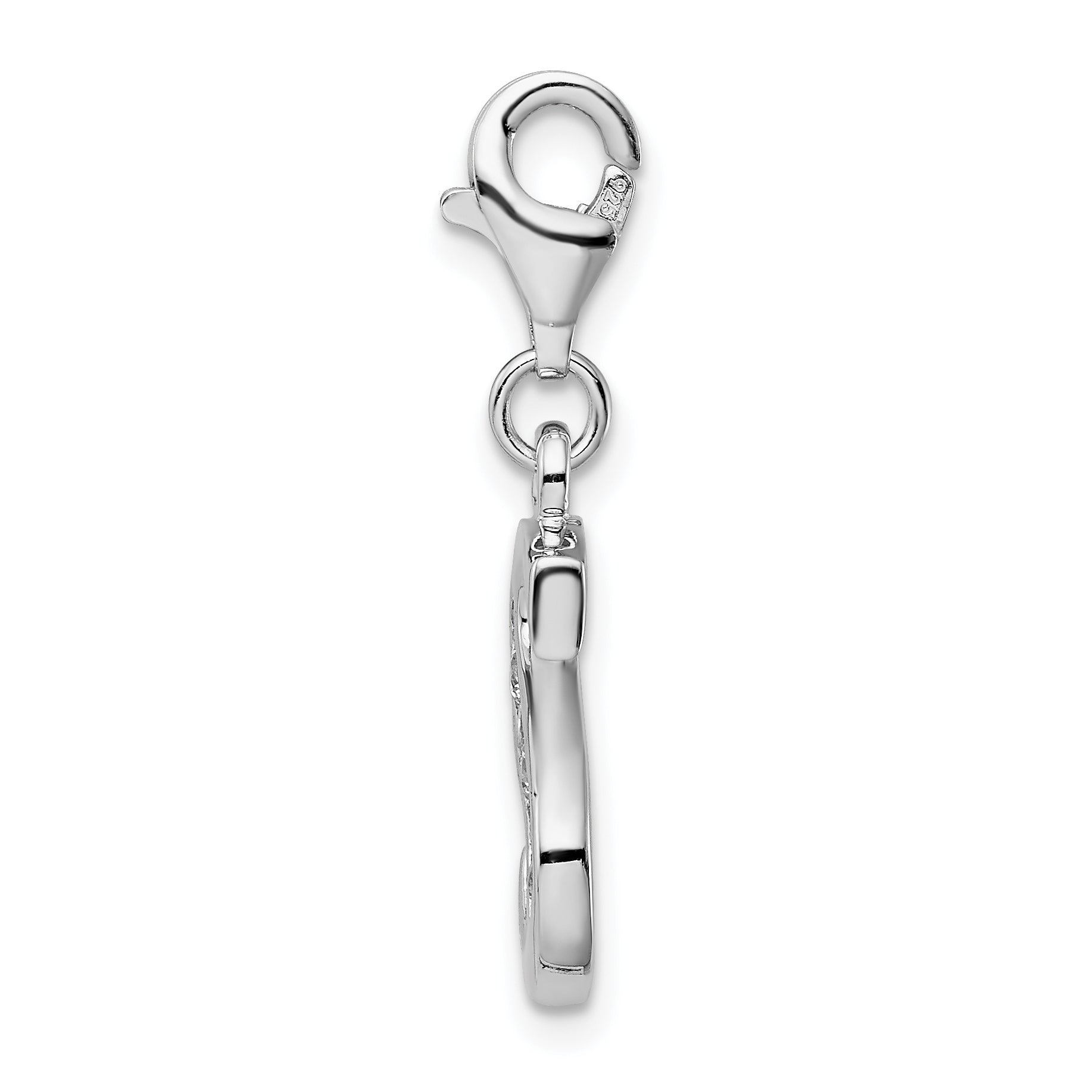 Amore La Vita Sterling Silver 925 CZ Initial S Charm with Lobster Clasp