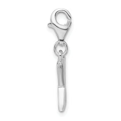 Sterling Silver CZ Initial X Charm with Rhodium Finish and Lobster Clasp