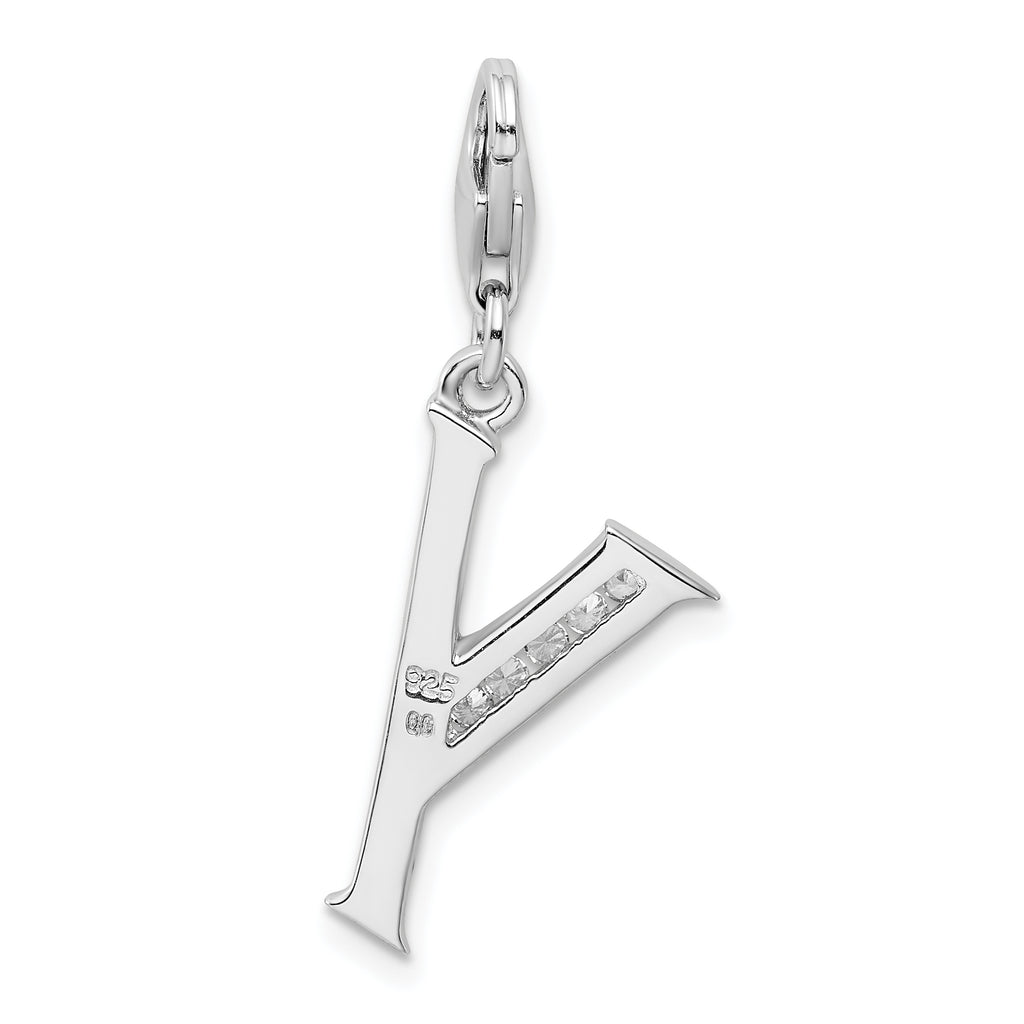 Amore La Vita Sterling Silver CZ Y Initial Charm with Lobster Clasp