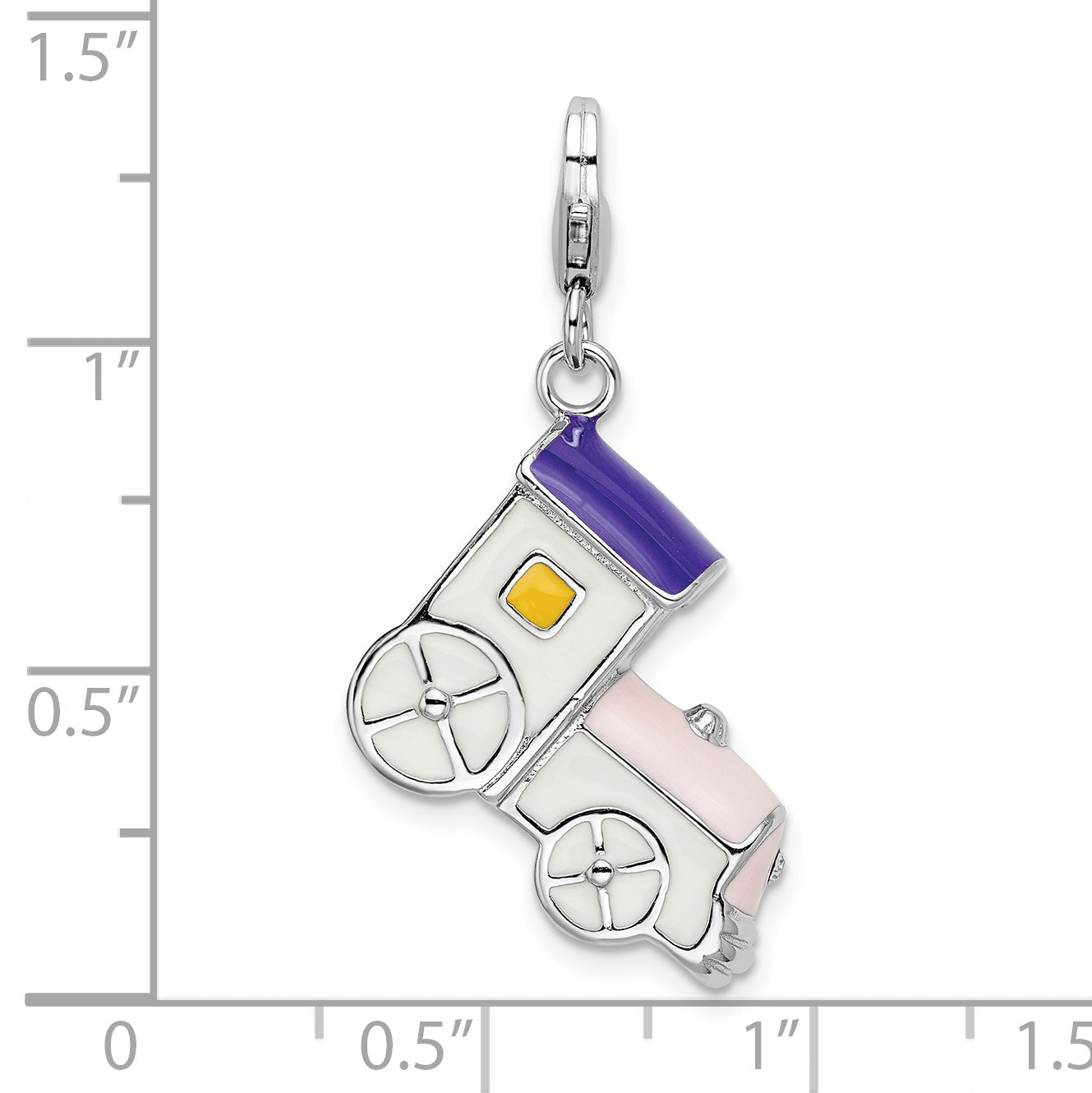 Sophia Jewelers Sterling Silver Enamel Train Charm with Lobster Clasp