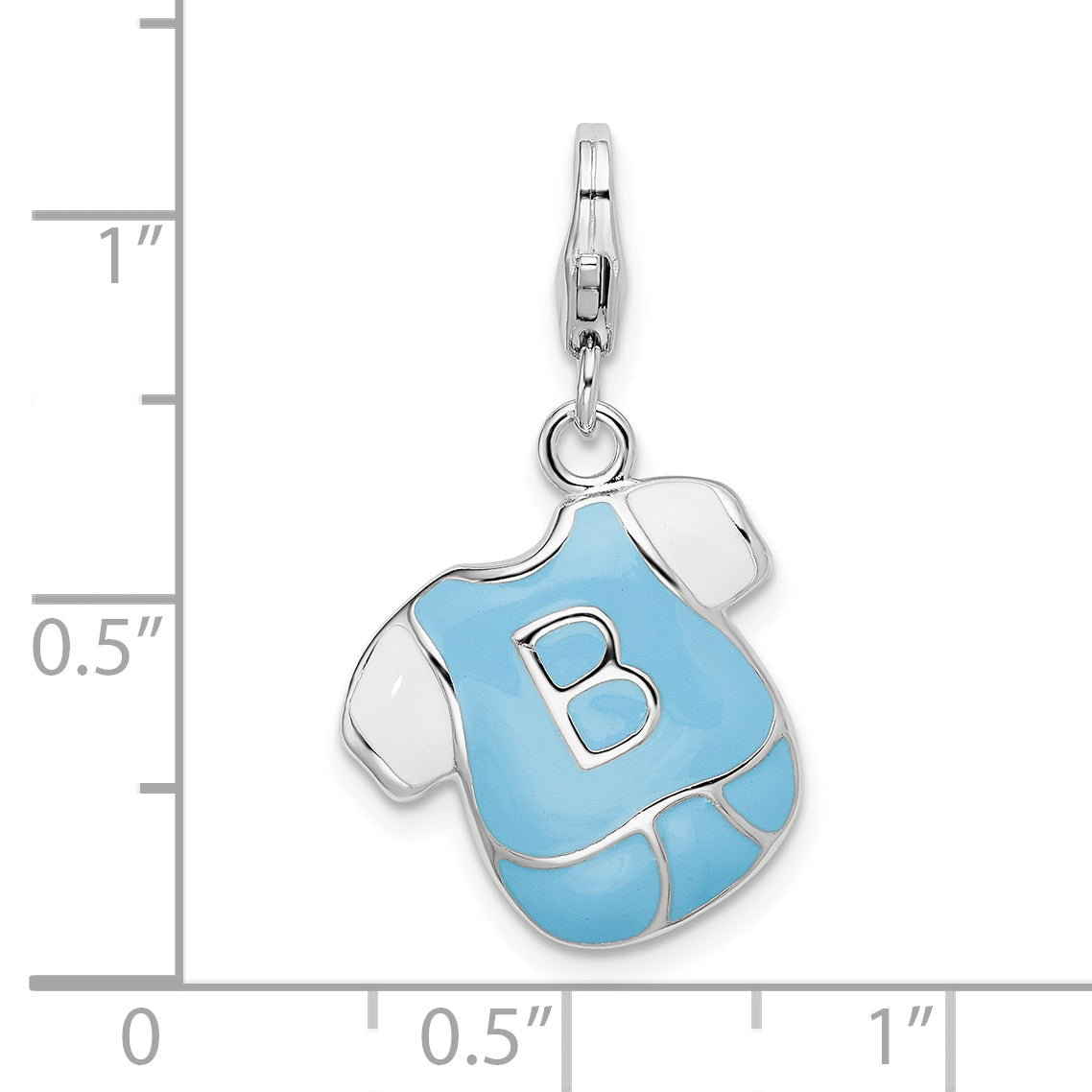 Sterling Silver 925 Enameled Shirt Charm with Lobster Clasp Elegant Design
