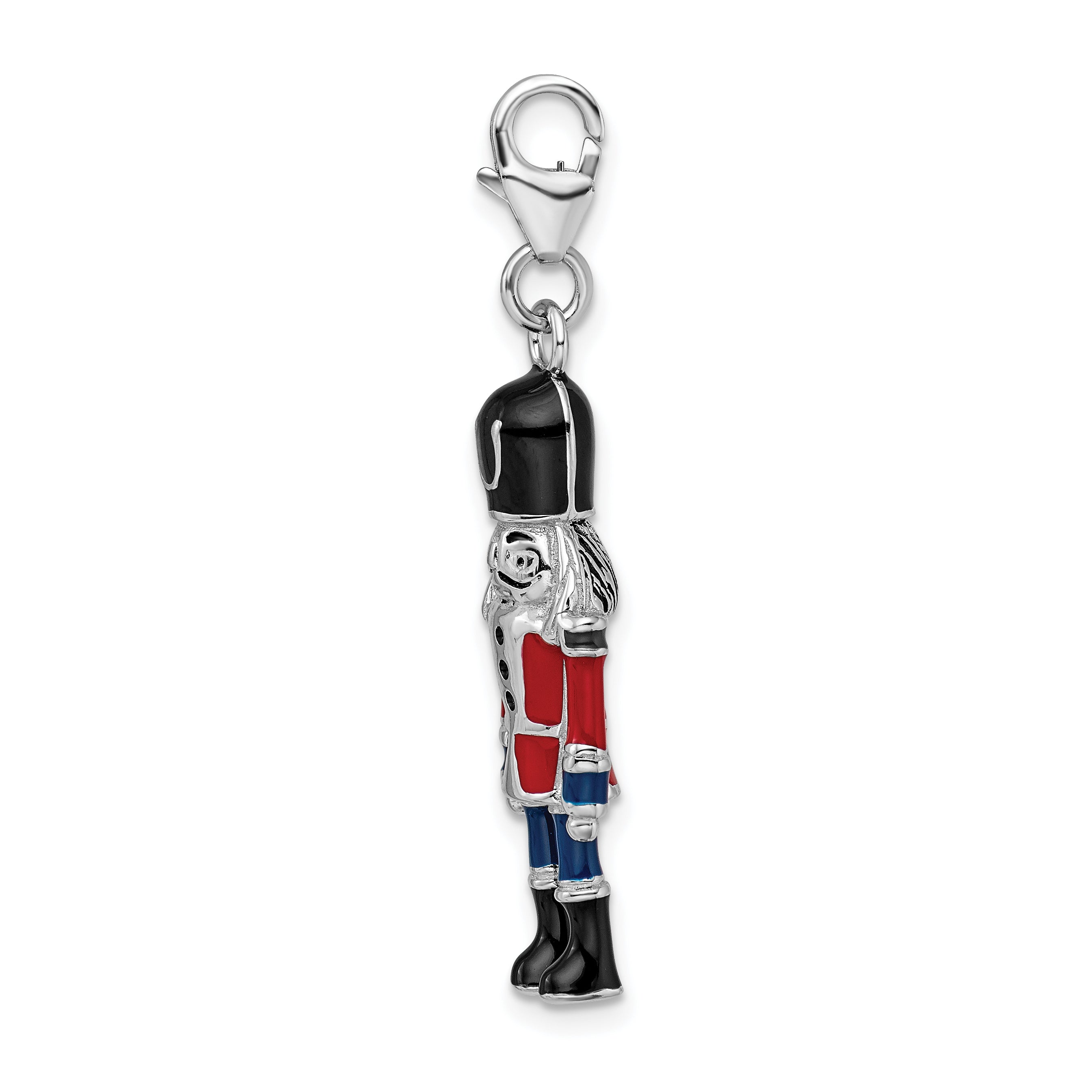 Sterling Silver Enameled Nutcracker Charm with Lobster Clasp  Elegant & Themed Secondary image
