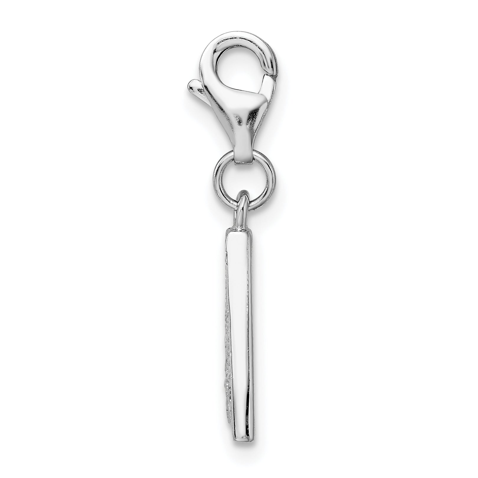 Sophia 925 Sterling Silver CZ Initial A Charm with Rhodium Finish