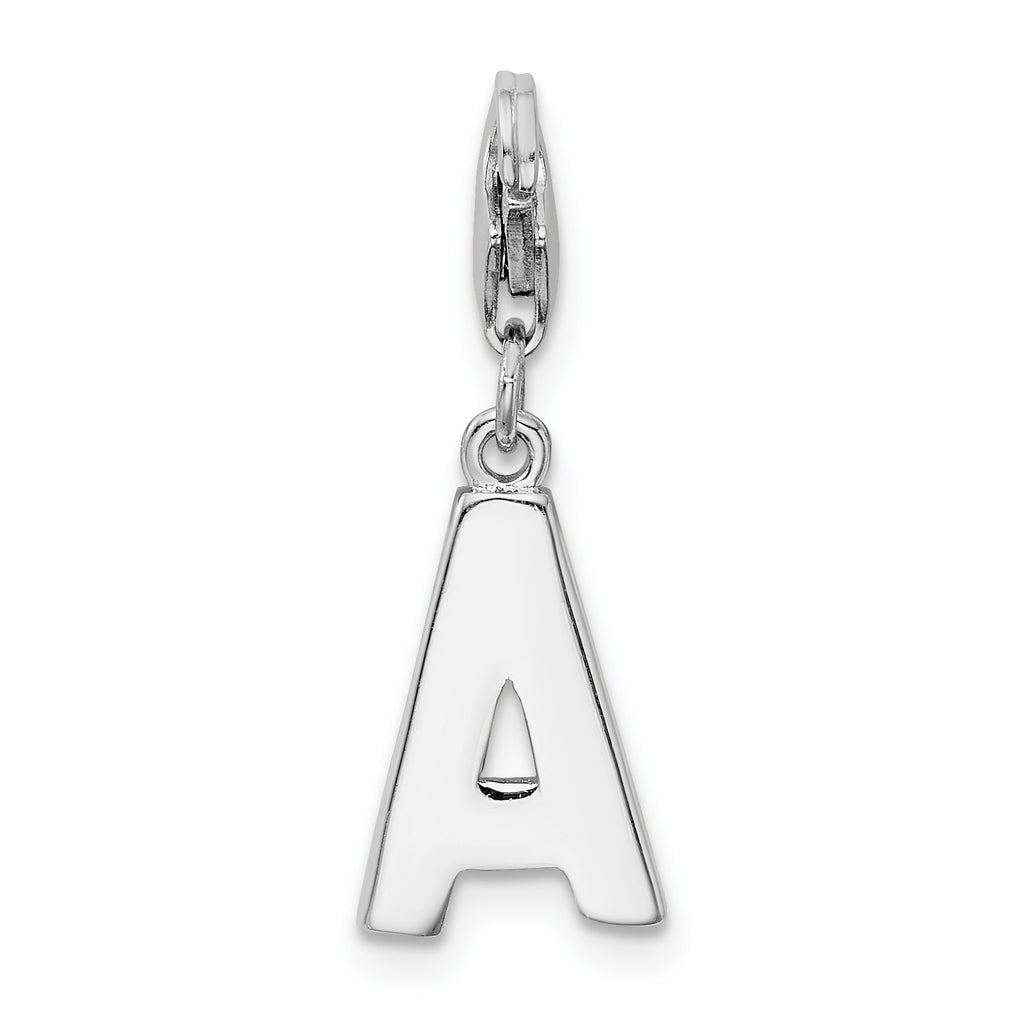 Sophia 925 Sterling Silver CZ Initial A Charm with Rhodium Finish