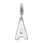 Sophia 925 Sterling Silver CZ Initial A Charm with Rhodium Finish