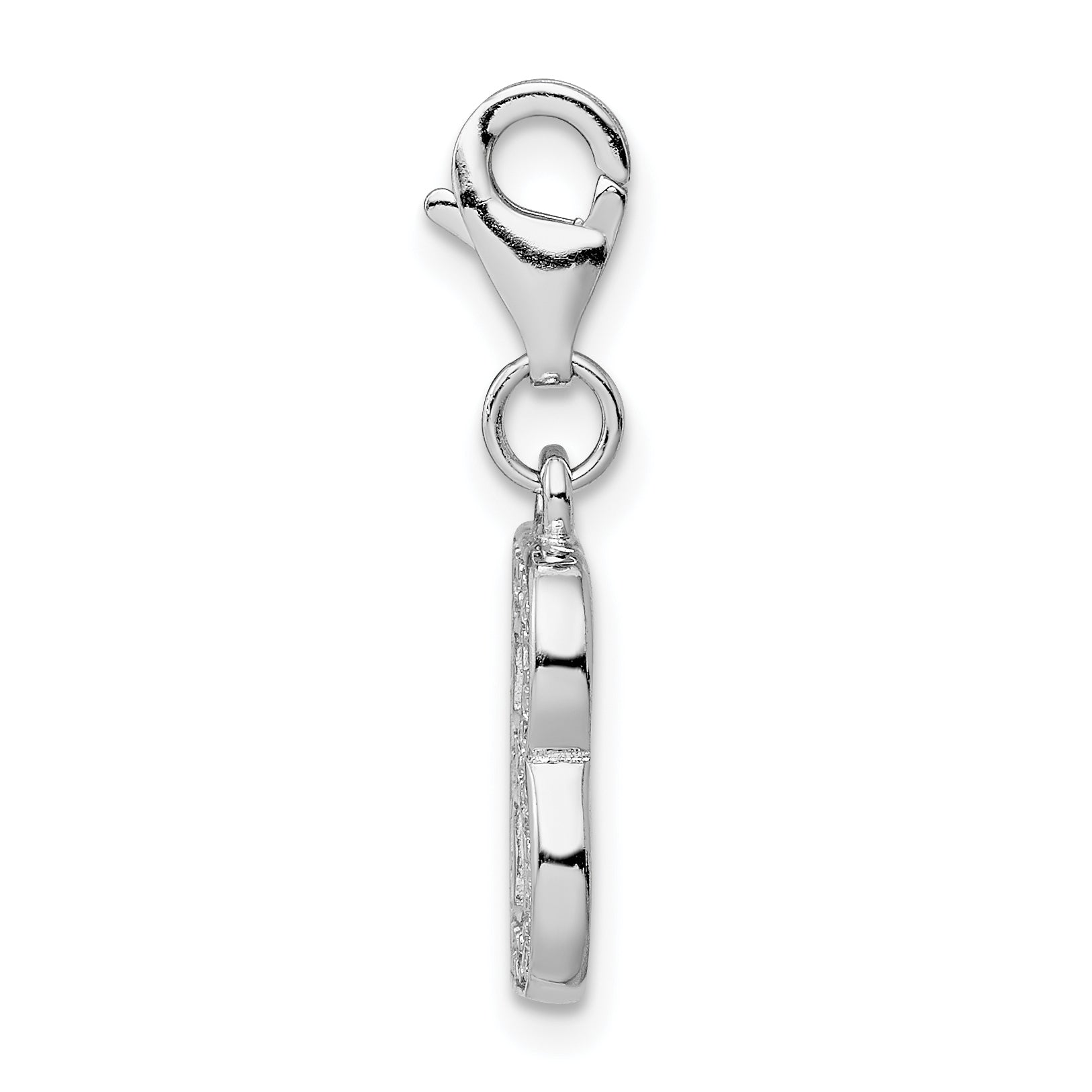 Sterling Silver CZ Initial B Charm with Rhodium Plating and Fancy Clasp Secondary image