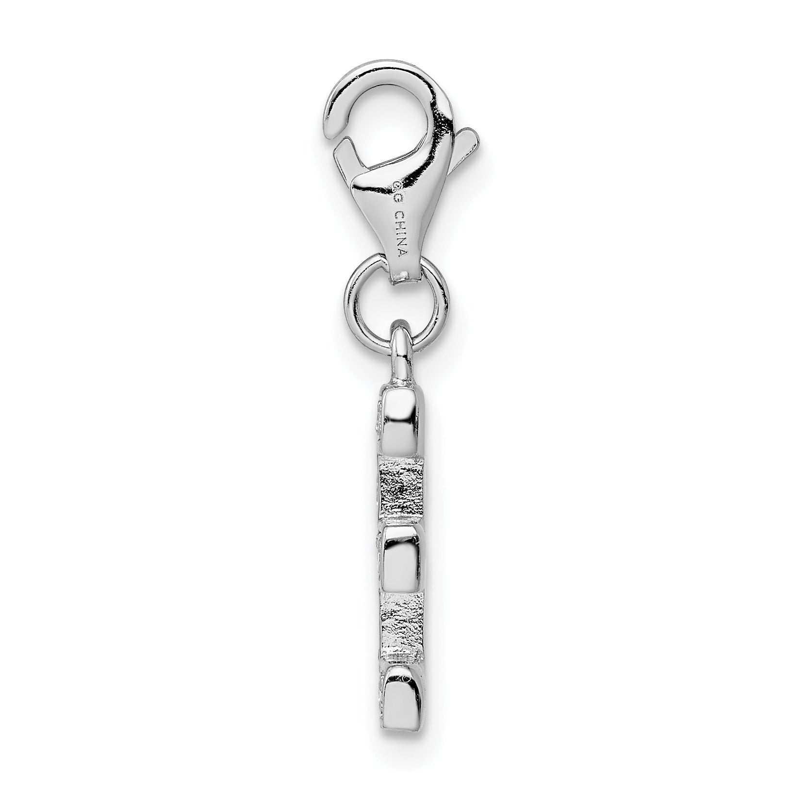 Sophia Jewelers Sterling Silver CZ Letter E Charm with Fancy Clasp Secondary image