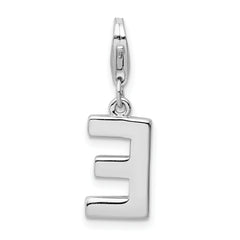 Sophia Jewelers Sterling Silver CZ Letter E Charm with Fancy Clasp
