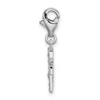Sterling Silver CZ Initial F Charm with Rhodium Plated Finish