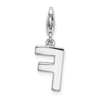 Sterling Silver CZ Initial F Charm with Rhodium Plated Finish