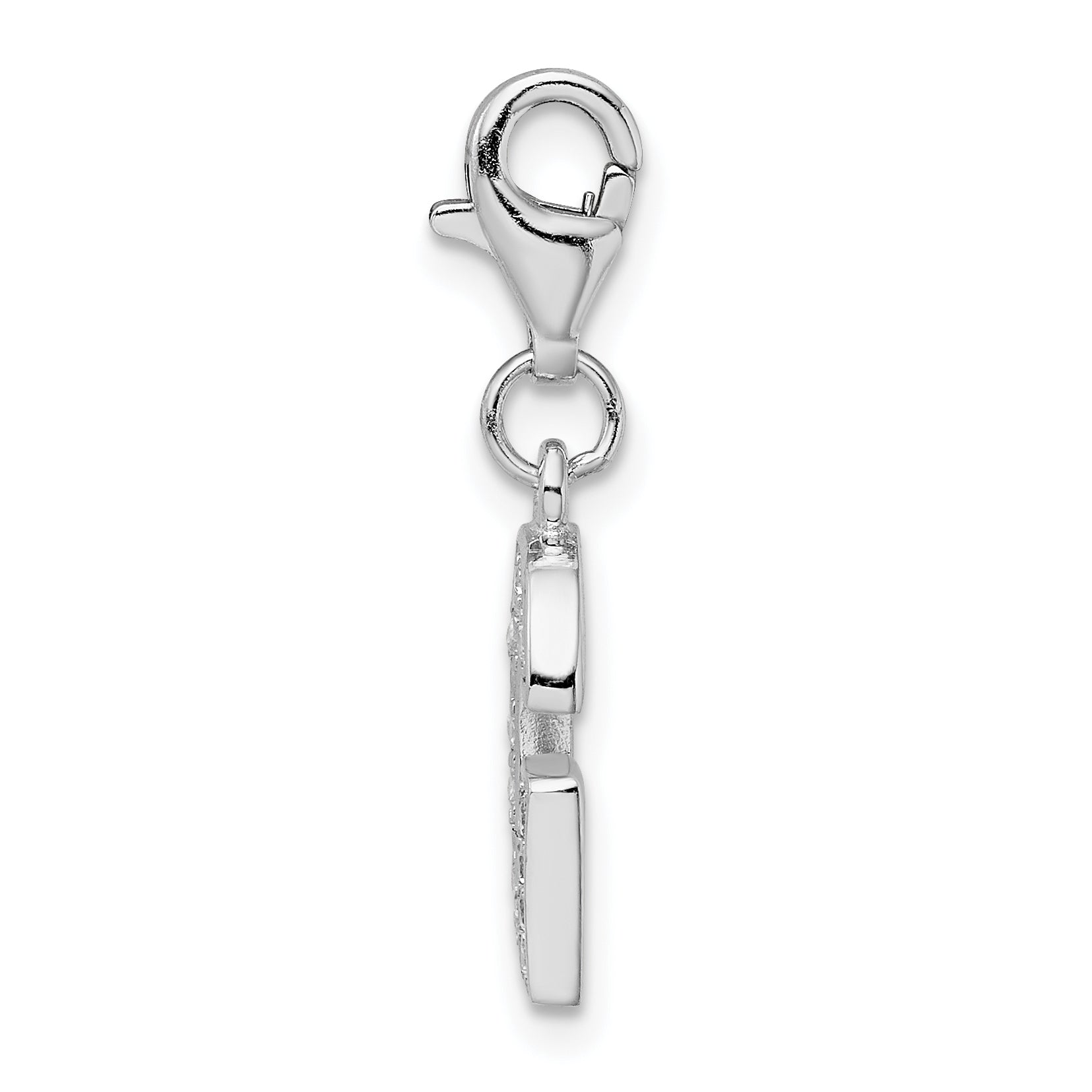 Amore La Vita Sterling Silver CZ Initial Charm with Rhodium Plating