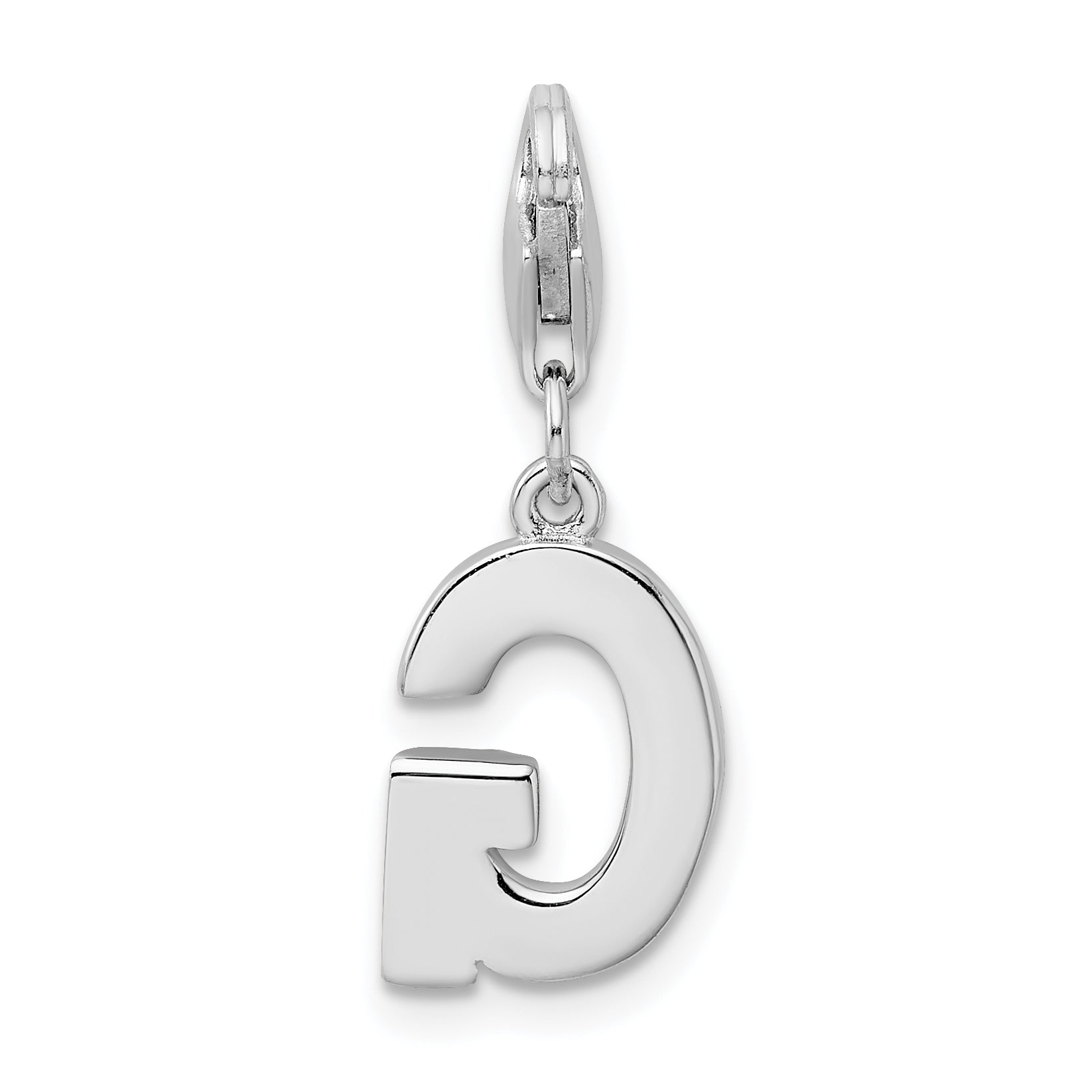 Amore La Vita Sterling Silver CZ Initial Charm with Rhodium Plating