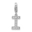 Amore La Vita Sterling Silver Rhodium-plated Polished CZ Letter I Initial Charm with Fancy Lobster Clasp