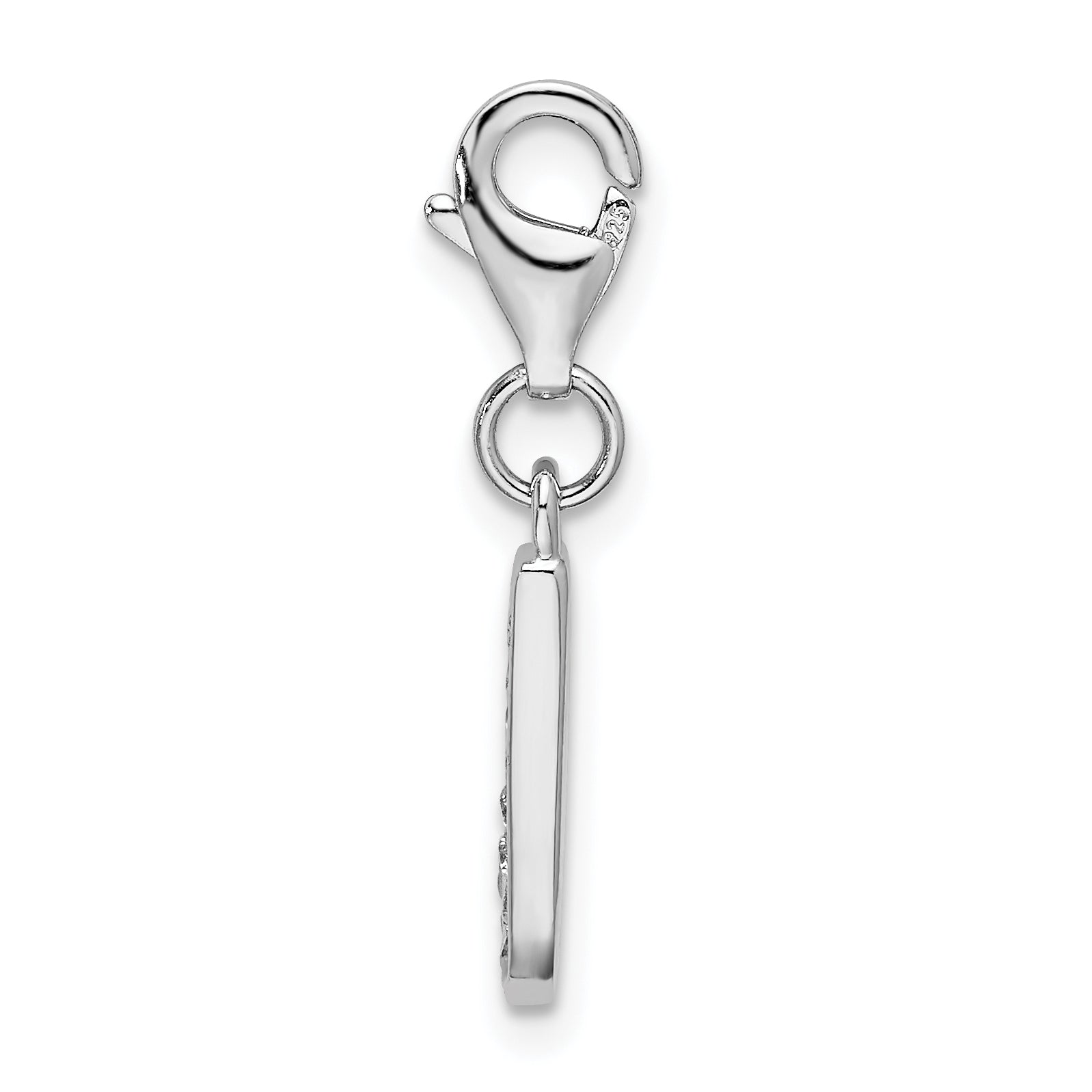Amore La Vita Sterling Silver CZ Initial J Charm with Rhodium Finish Secondary image