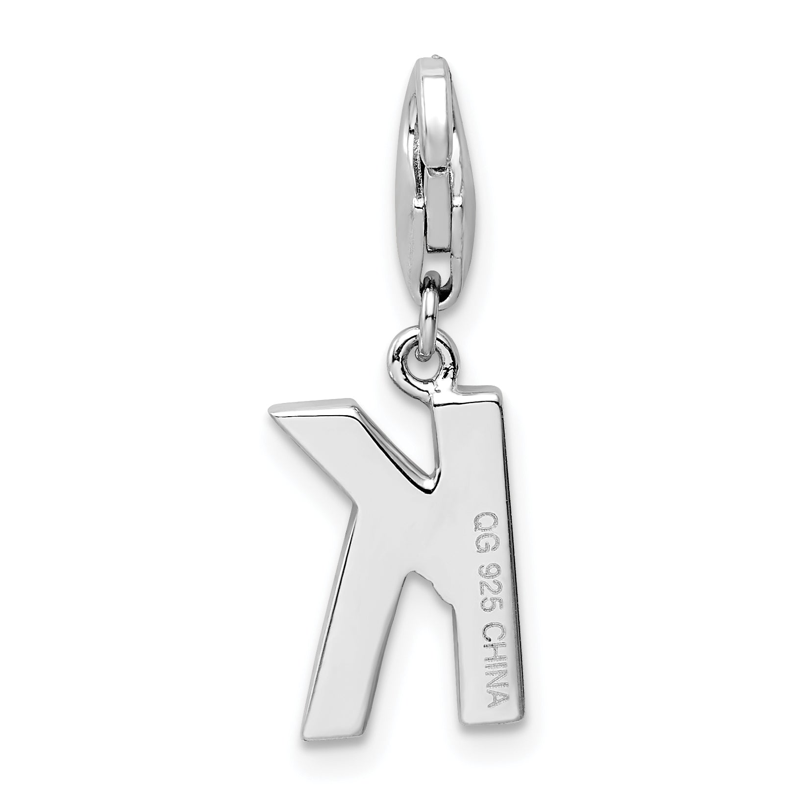 Sophia Jewelers Sterling Silver CZ Initial K Charm with Lobster Clasp