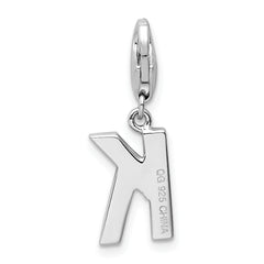 Sophia Jewelers Sterling Silver CZ Initial K Charm with Lobster Clasp