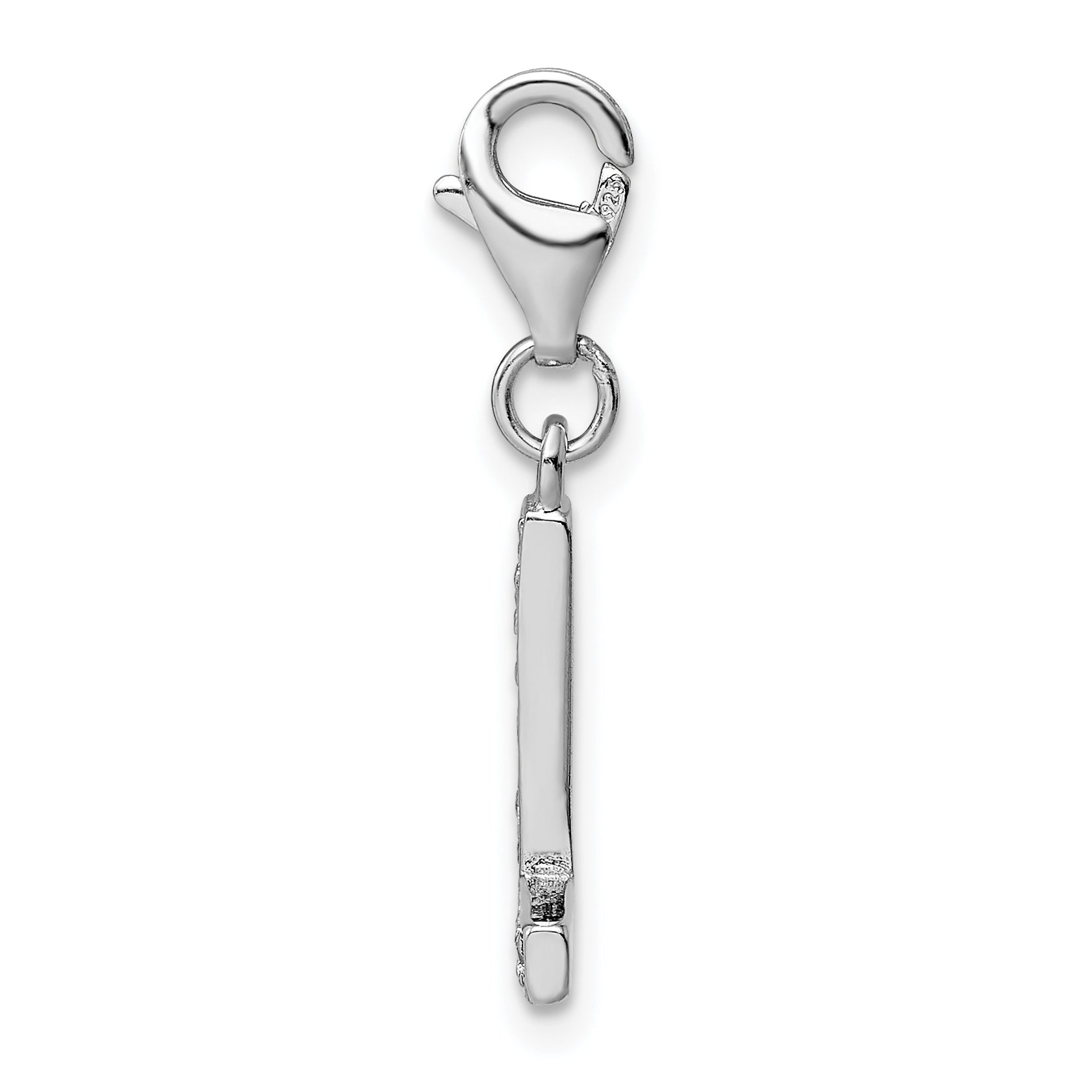 Sophia Jewelers Sterling Silver CZ Initial L Charm with Fancy Clasp