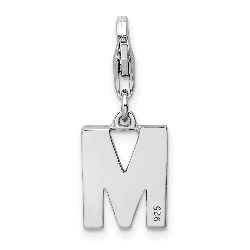 Amore La Vita Sterling Silver CZ Initial Charm with Fancy Clasp