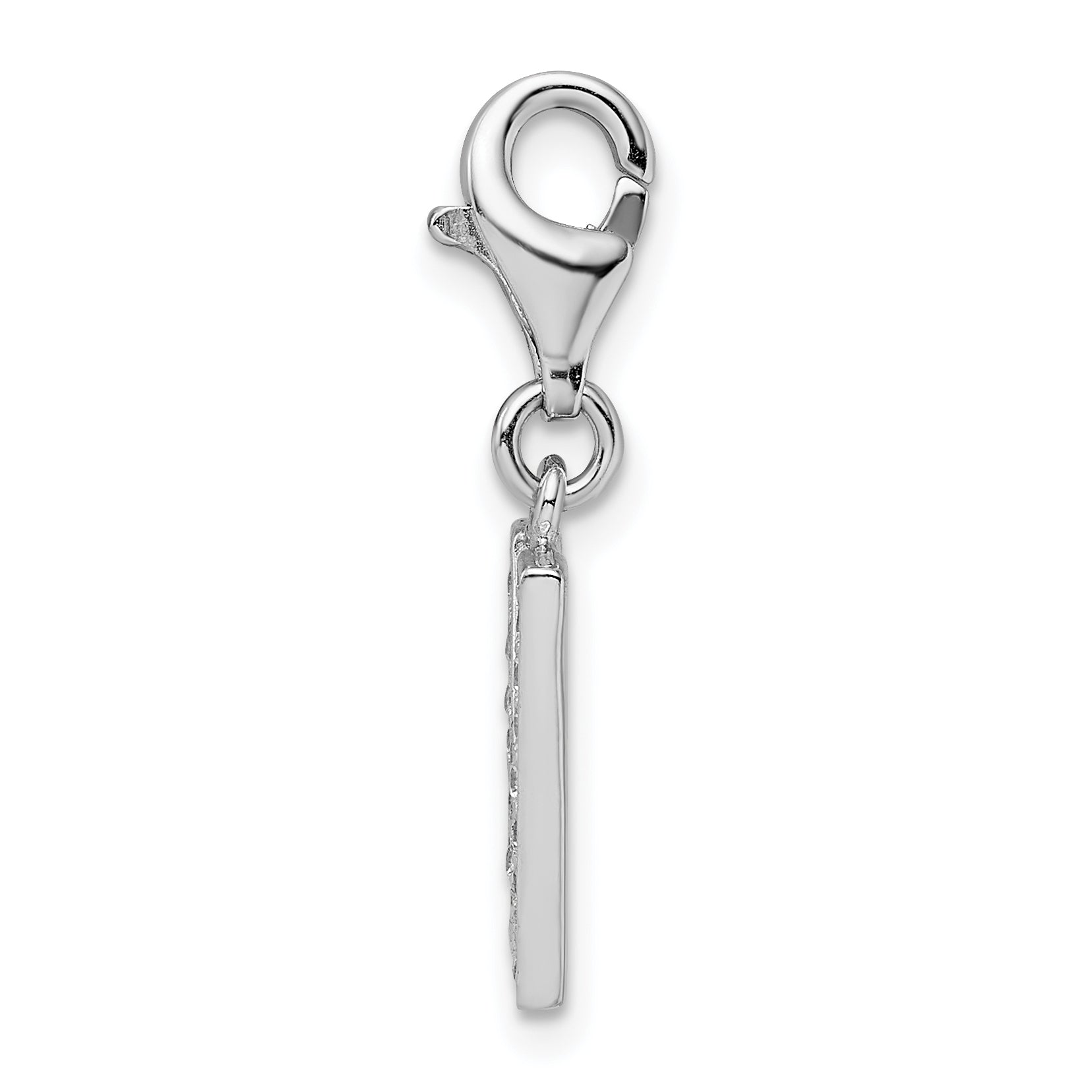 Sterling Silver CZ Letter N Charm with Rhodium Finish Secondary image