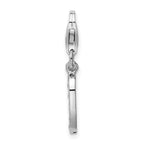Sterling Silver CZ Numeral Charm with Rhodium Finish and Lobster Clasp