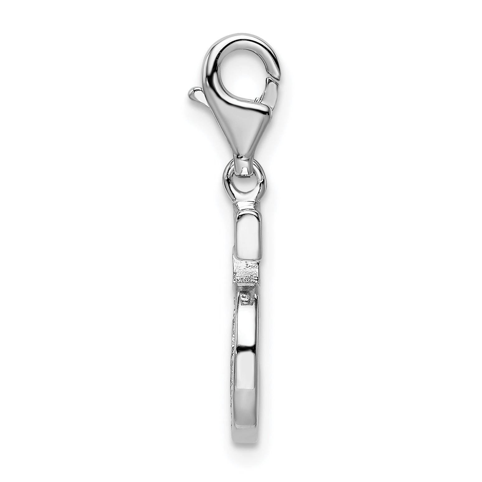 Sterling Silver CZ Number 5 Charm with Rhodium Plating Secondary image
