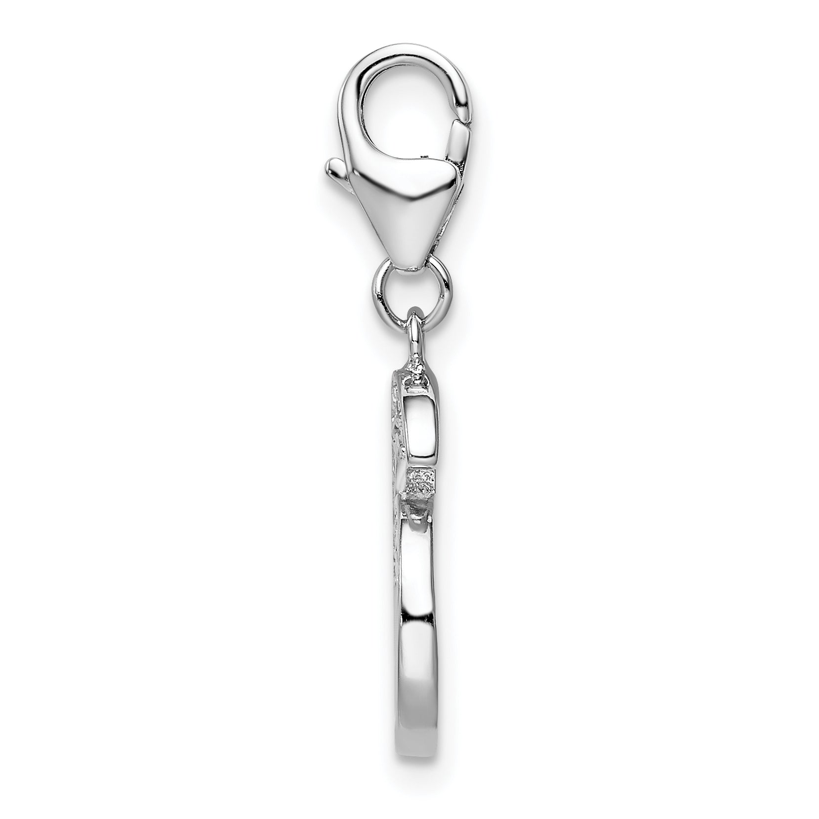 Sterling Silver 925 CZ Numeral 6 Charm with Rhodium Finish
