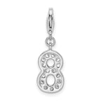 Sterling Silver 925 Number 8 Charm with Sparkling CZ Elegance