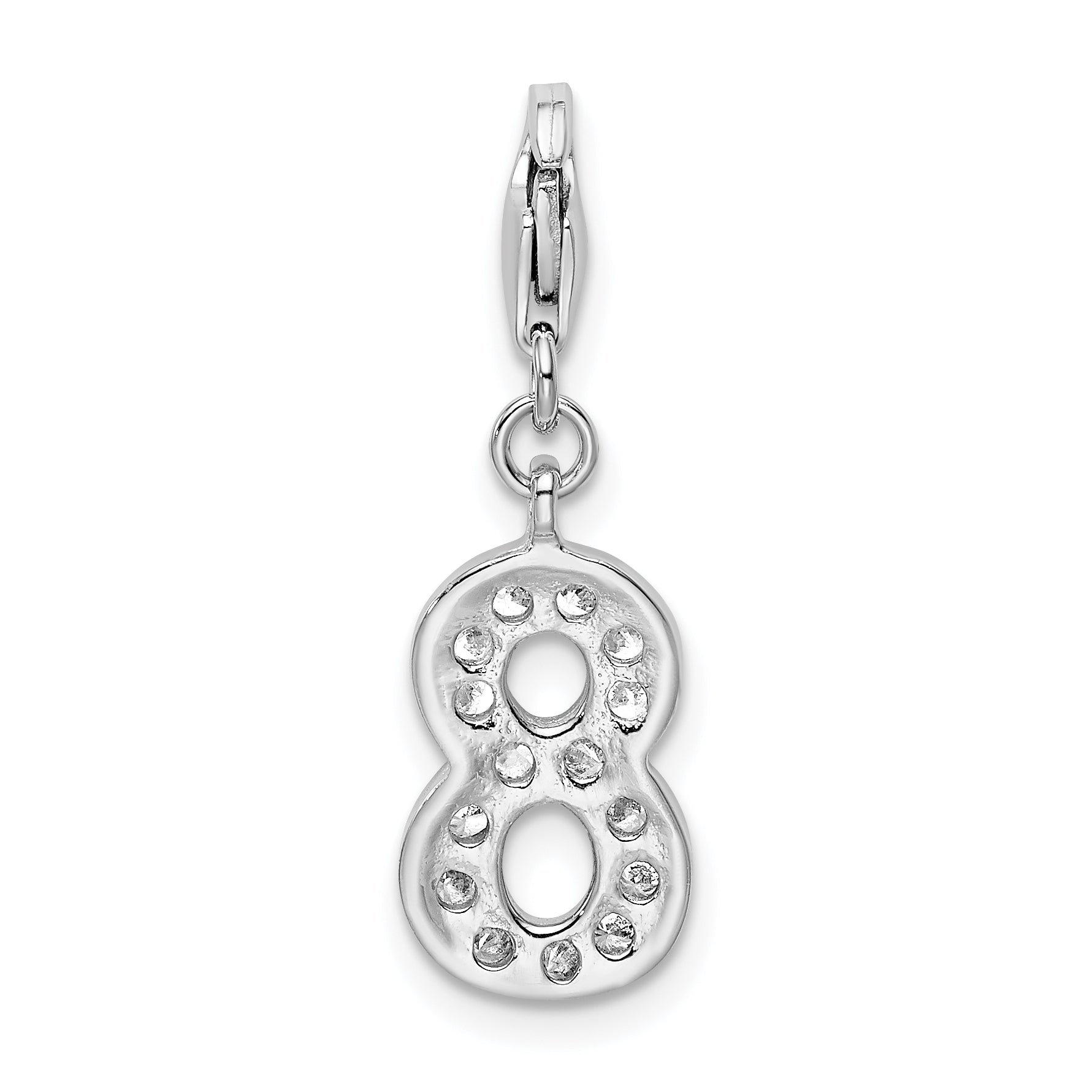Sterling Silver 925 Number 8 Charm with Sparkling CZ Elegance