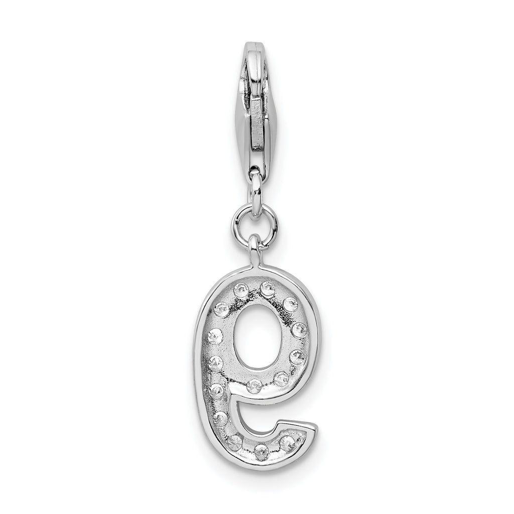 Sophia Jewelers Sterling Silver CZ Number 9 Charm with Lobster Clasp