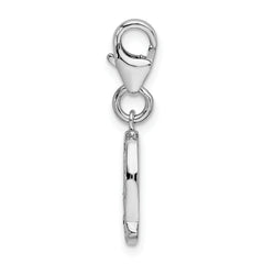 Sterling Silver CZ Initial Q Charm with Rhodium Polish