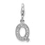 Amore La Vita Sterling Silver Rhodium-plated Polished CZ Letter Q Initial Charm with Fancy Lobster Clasp