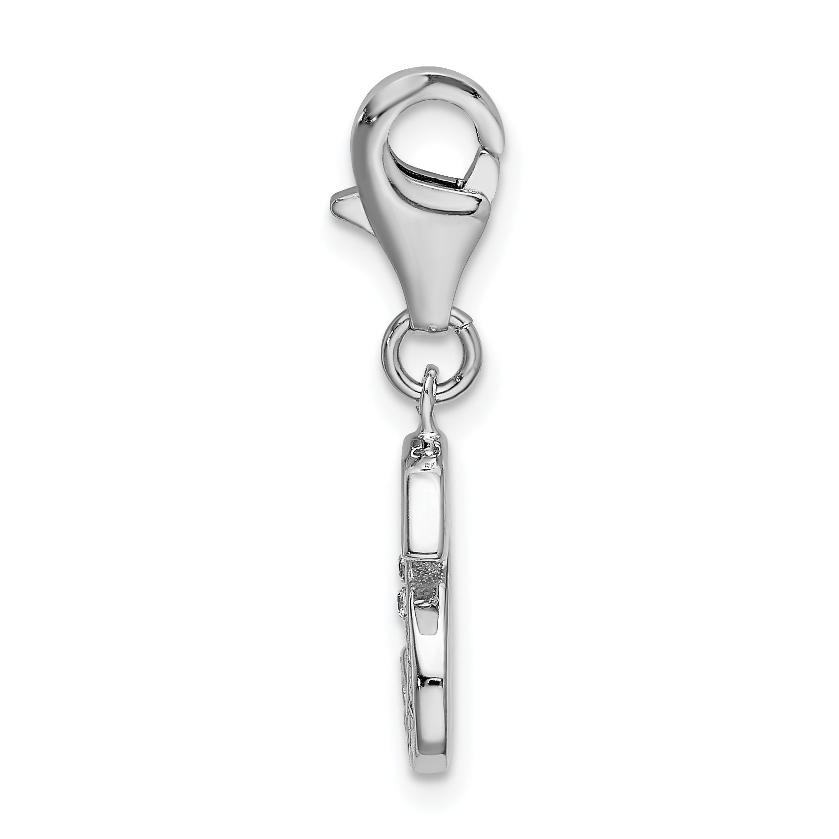 Sterling Silver CZ Initial S Charm with Rhodium Plating Secondary image
