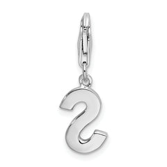 Sterling Silver CZ Initial S Charm with Rhodium Plating