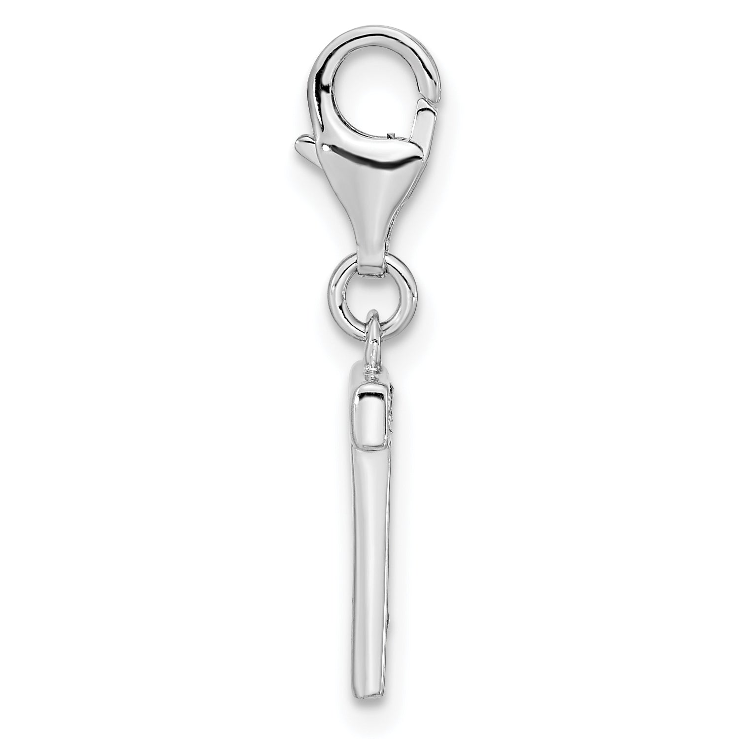 Sophia Jewelers Sterling Silver CZ Initial T Charm with Rhodium Plating