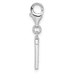 Sophia Jewelers Sterling Silver CZ Initial T Charm with Rhodium Plating