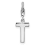 Sophia Jewelers Sterling Silver CZ Initial T Charm with Rhodium Plating