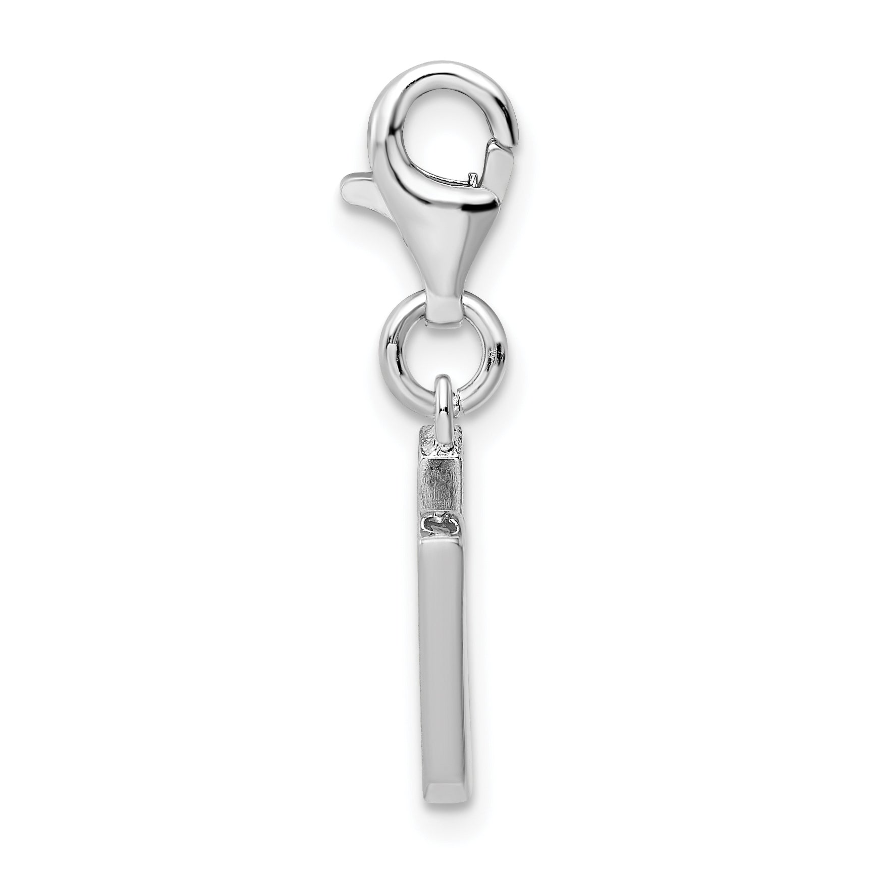 Amore La Vita Sterling Silver CZ Initial U Charm with Rhodium Finish