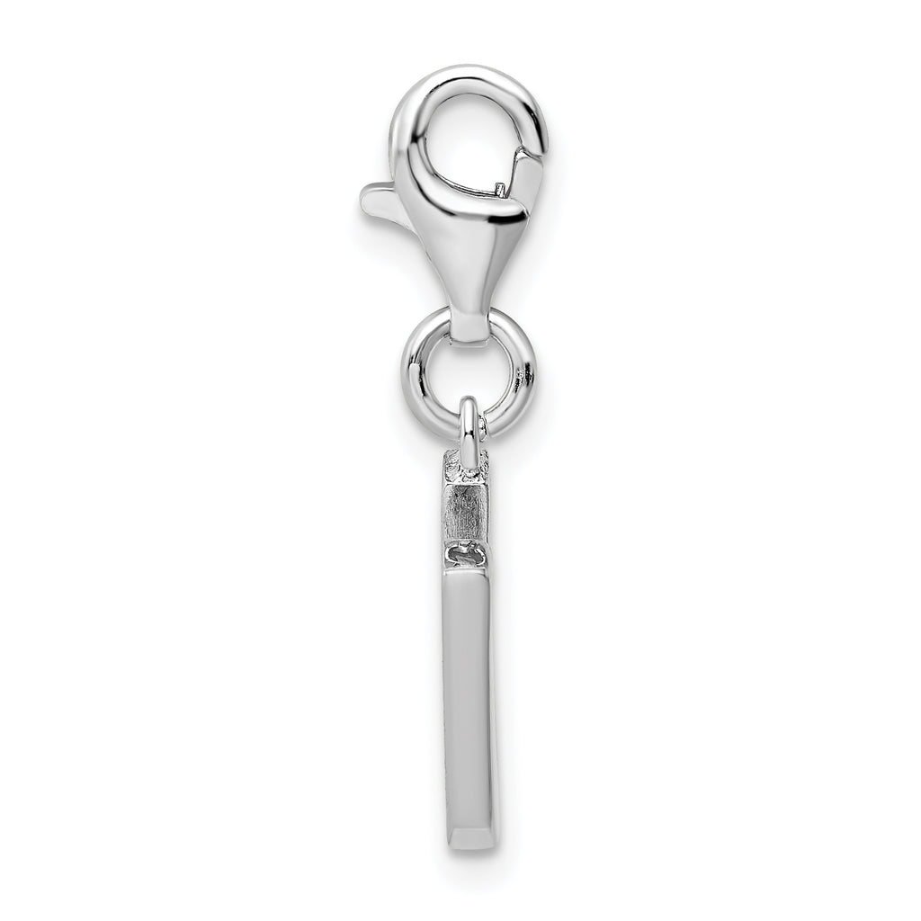 Amore La Vita Sterling Silver CZ Initial U Charm with Rhodium Finish