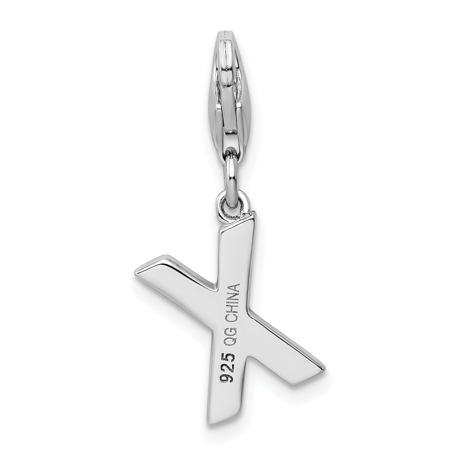 Sophia Jewelers Sterling Silver CZ Initial X Charm with Fancy Clasp